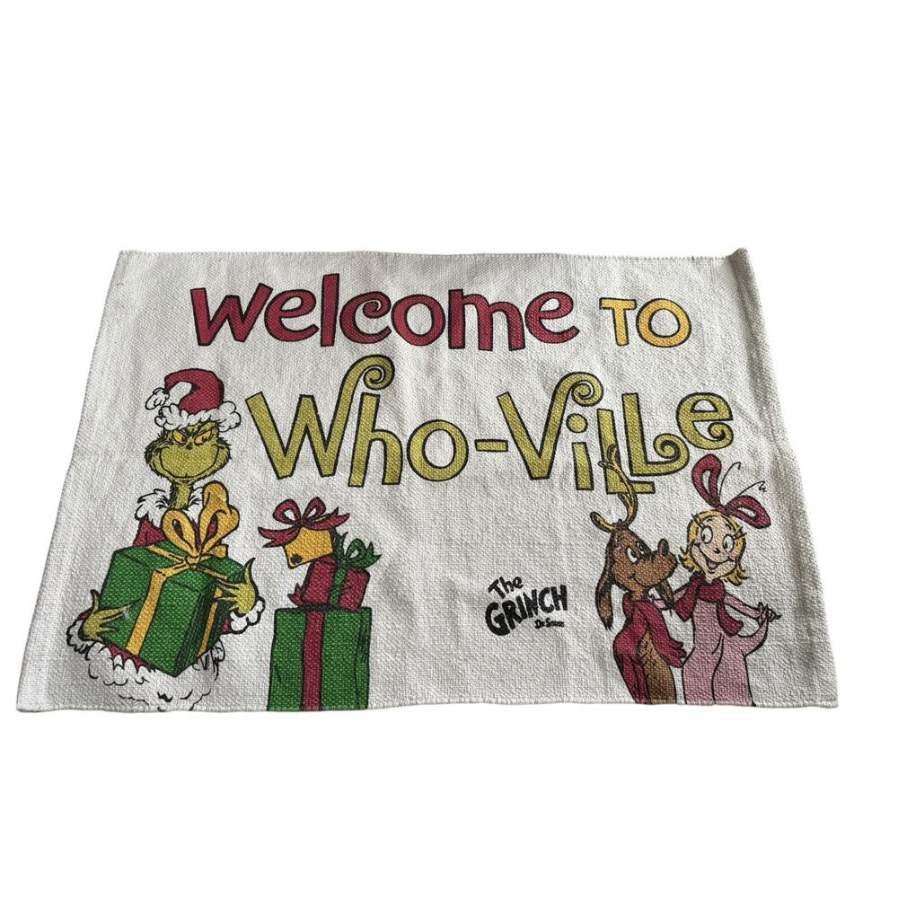 The Grinch Welcome To Who-Ville Indoor Mat Rug‎ Holiday Christmas Tree Decor Max